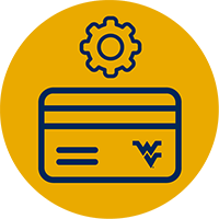Icon depicts a WVU branded credit card with a gear above it. 