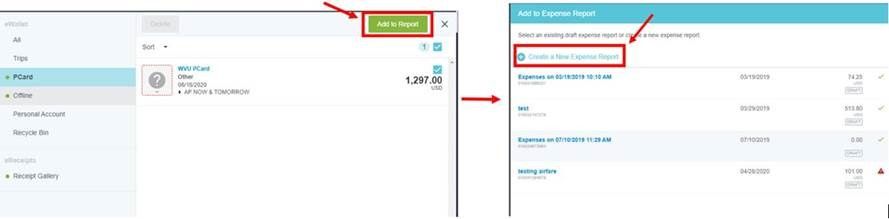 Example of Create a new expense report in MyExpenses