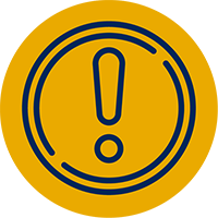 An icon depicting an exclamation sign within a circle