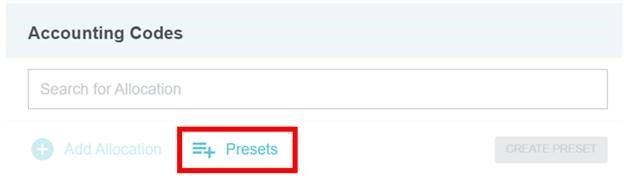 Example of MyExpenses Preset button highlighted 