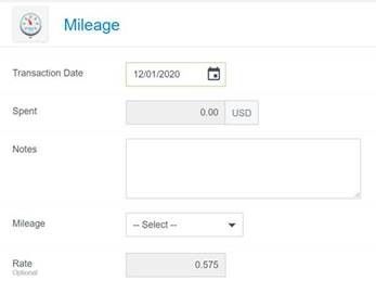 Another example of the Mileage Report Screen on Myexpenses