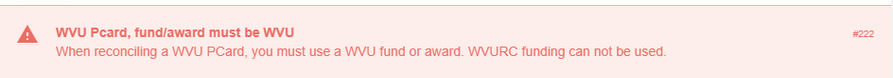 Example of Award Error Warning Notification