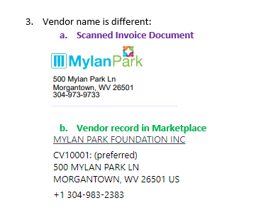 Another Example of Incorrect Vendor Name on the address