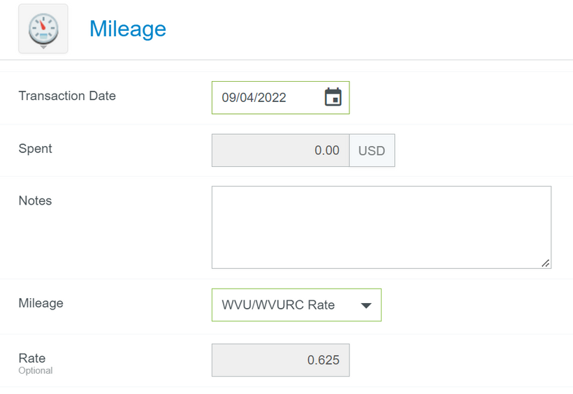 Print screen of MyExpenses Mileage Screen