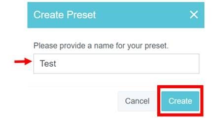Example of MyExpenses preset name creation highlighted